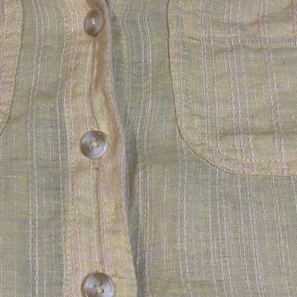 pastel yellow linen button down anthropologie blouse - Picture 7 of 8